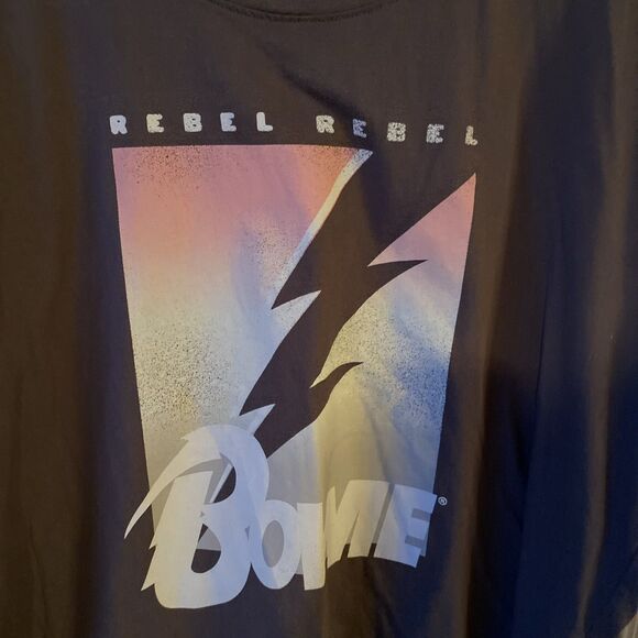 David Bowie T Shirt Men’s Size XL Rebel Rebel Black Graphic Print Hybrid Apparel - Picture 3 of 8